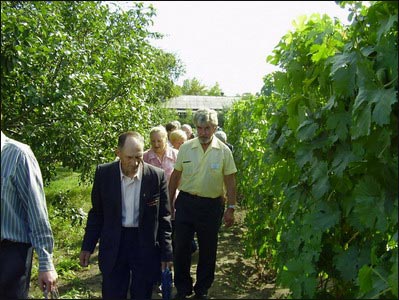 Также гости посетили виноградник при станции юннатов на котором происходит обучение членами совета ЦСВ детей и слушателей ежегодных курсов по выращиванию винограда в условиях сибири
